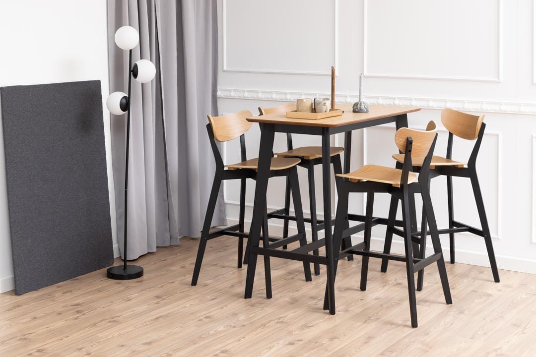 Actona Masa de bar din MDF si lemn, Roxby Natural / Negru, L120xl60xH105 cm