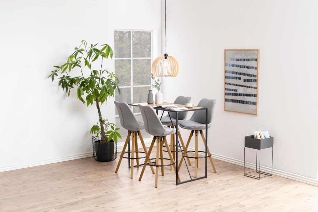 Actona Masa de bar din MDF si metal, Seaford Natural / Negru, L120xl60xH105 cm