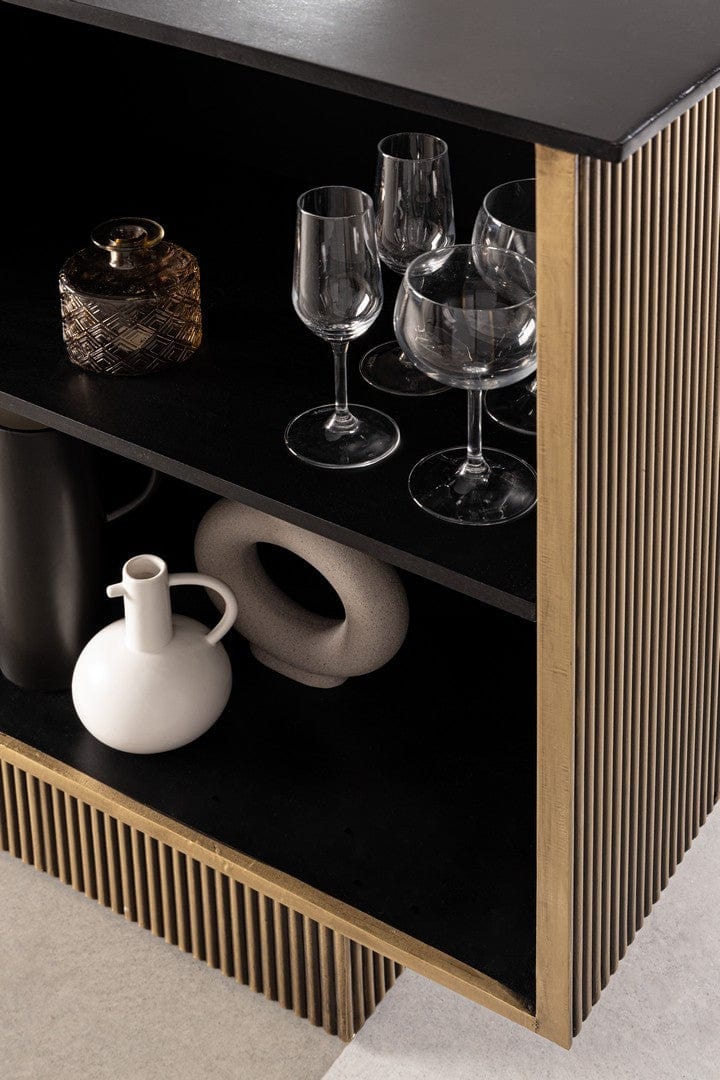 Masa de bar din MDF, Virat Negru / Alama, L160xl40xH100 cm (7)