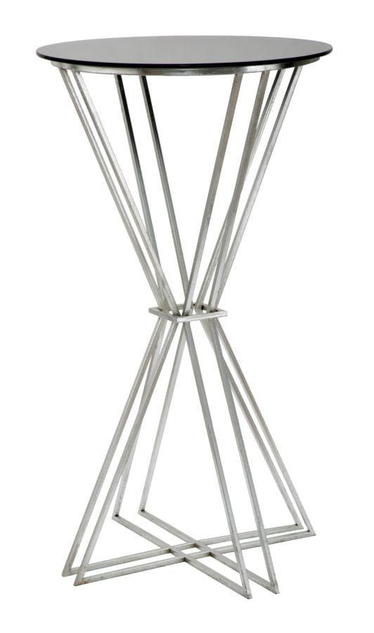 Mauro Ferretti Masa de bar din sticla si metal Oslo Negru / Argintiu, Ø60xH105 cm