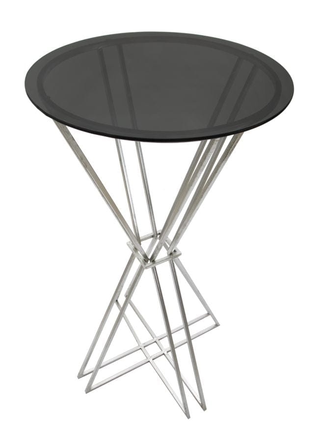 Mauro Ferretti Masa de bar din sticla si metal Oslo Negru / Argintiu, Ø60xH105 cm