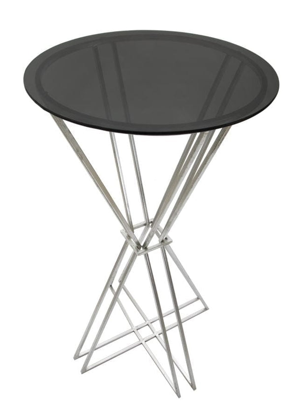 Mauro Ferretti Masa de bar din sticla si metal Oslo Negru / Argintiu, Ø60xH105 cm