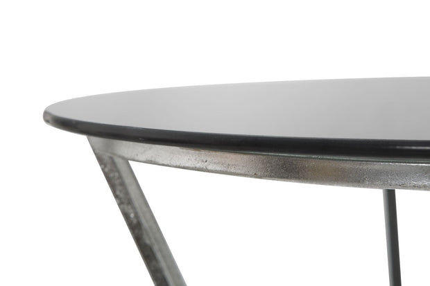 Mauro Ferretti Masa de bar din sticla si metal Oslo Negru / Argintiu, Ø60xH105 cm