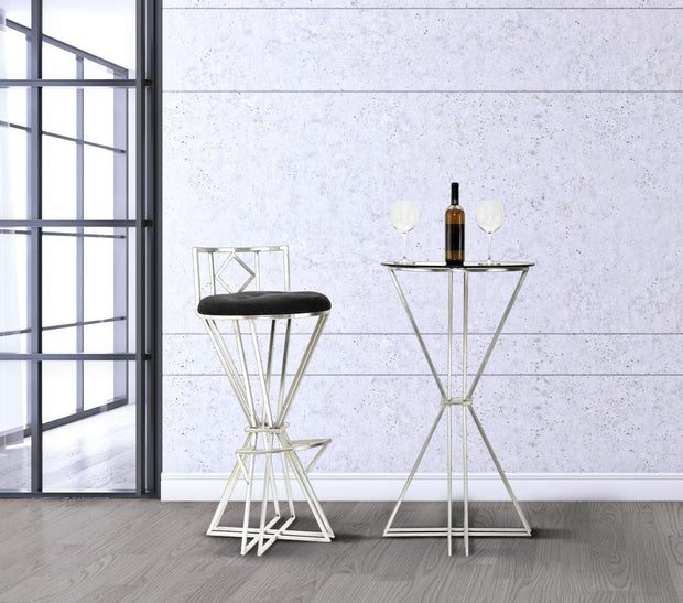 Mauro Ferretti Masa de bar din sticla si metal Oslo Negru / Argintiu, Ø60xH105 cm