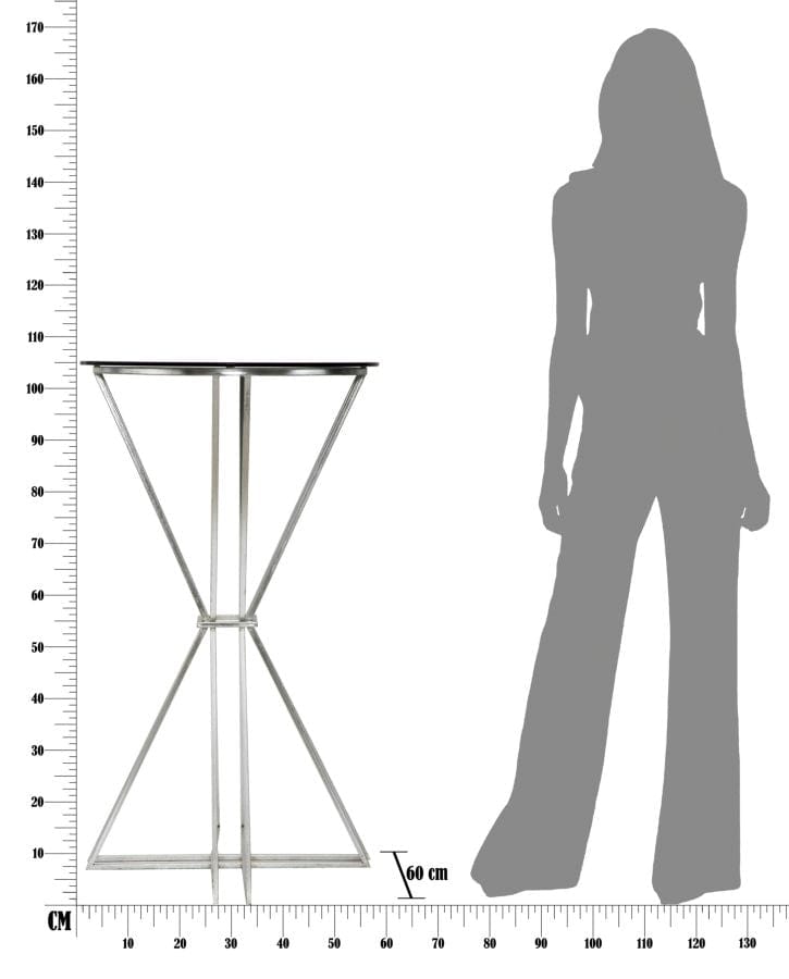 Mauro Ferretti Masa de bar din sticla si metal Oslo Negru / Argintiu, Ø60xH105 cm