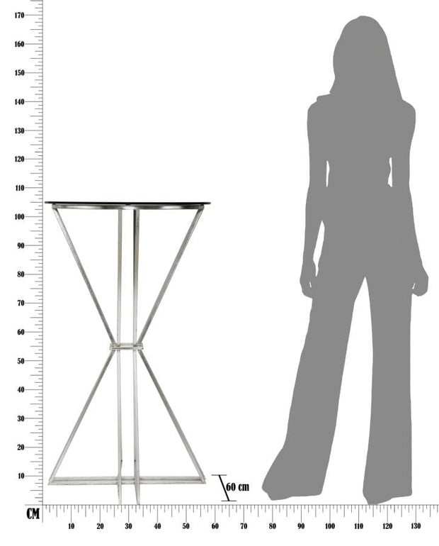 Mauro Ferretti Masa de bar din sticla si metal Oslo Negru / Argintiu, Ø60xH105 cm