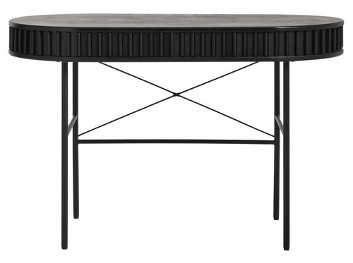 Unique Furniture A/S Masa de birou din MDF, furnir si metal, cu 1 usa, Siena Negru, L120xl60xH75 cm