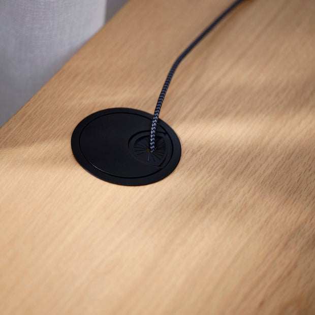 Unique Furniture A/S Masa de birou din MDF, furnir si metal, cu 2 usi, Nola Stejar / Negru, L120xl60xH75 cm