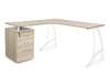 Masa de birou din MDF si metal, cu 3 sertare Kavita Corner Natural / Alb, L151,5xl55xH76 cm
