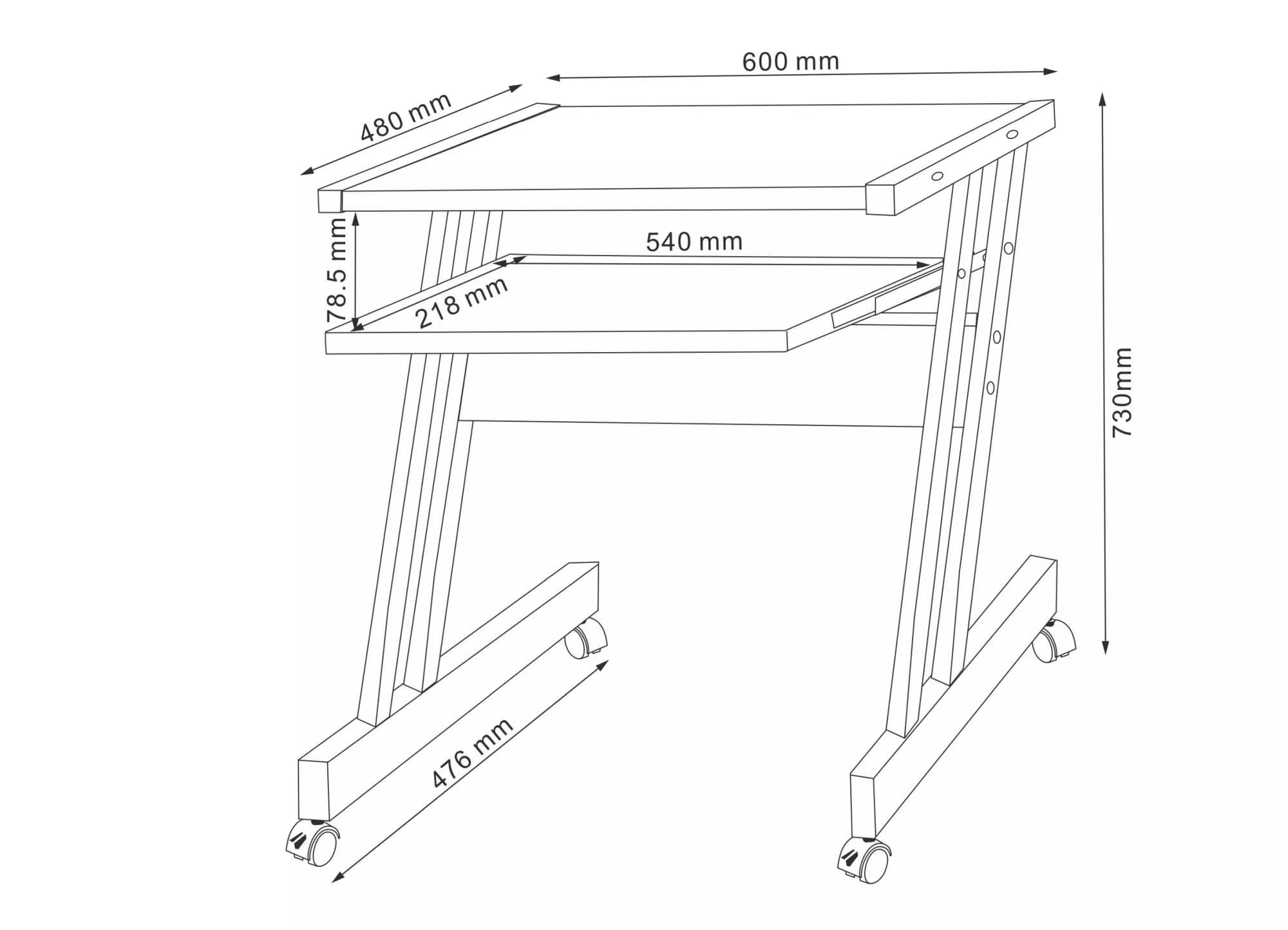 Masa de birou din pal si metal, B-233 Stejar, L60xl48xH73 cm (1)