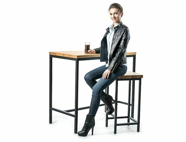 Masa de cafea din furnir si metal, Stolik Metro Negru, L110xl60xH100 cm (2)