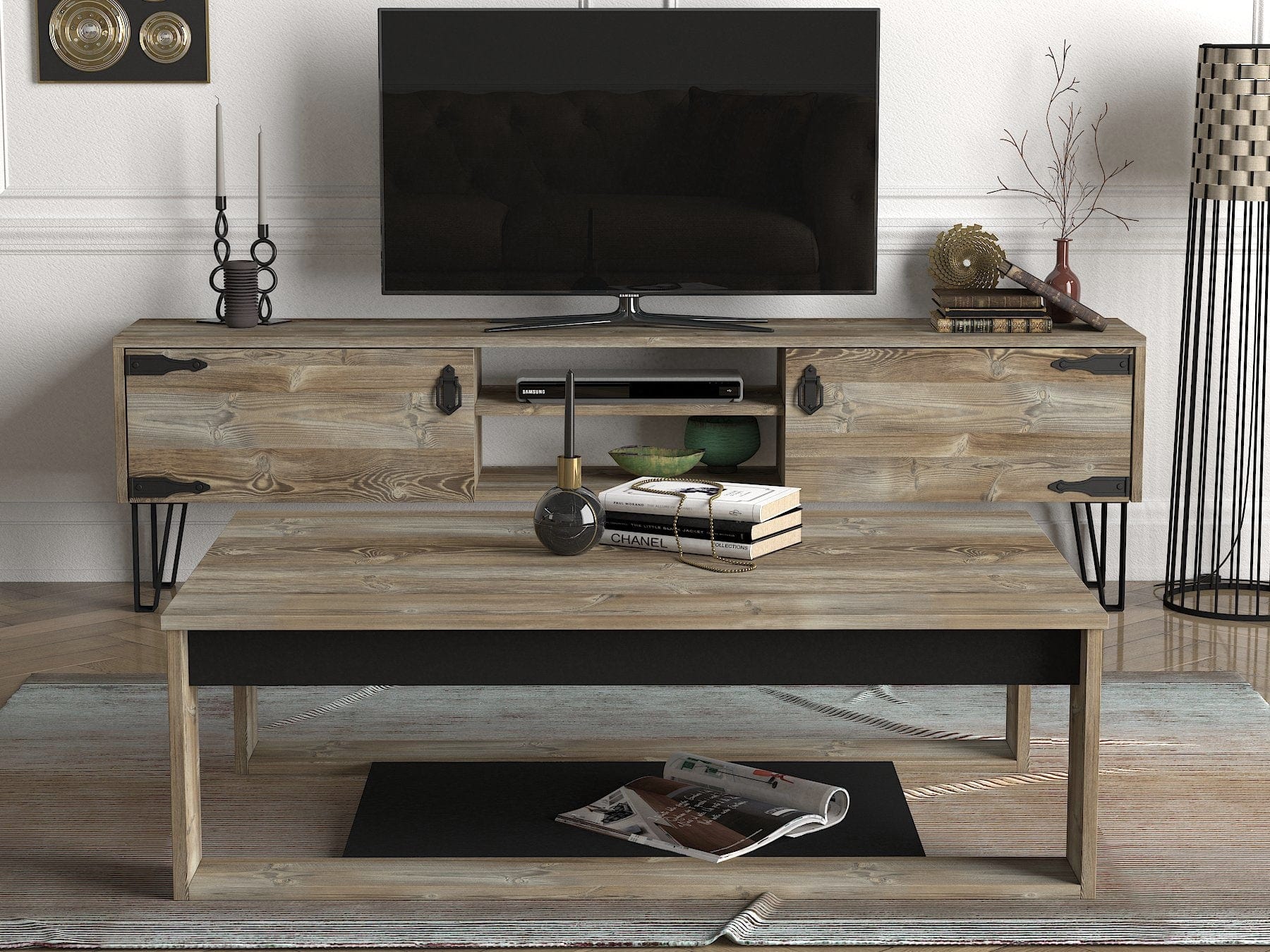 Asir Masa de cafea din lemn, Costa Bej / Natural, L112xl71xH40 cm