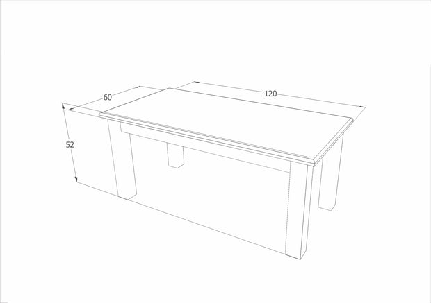 BFSummer Masa de cafea din lemn de pin Portos Alb / Maro inchis, L120xl60xH52 cm