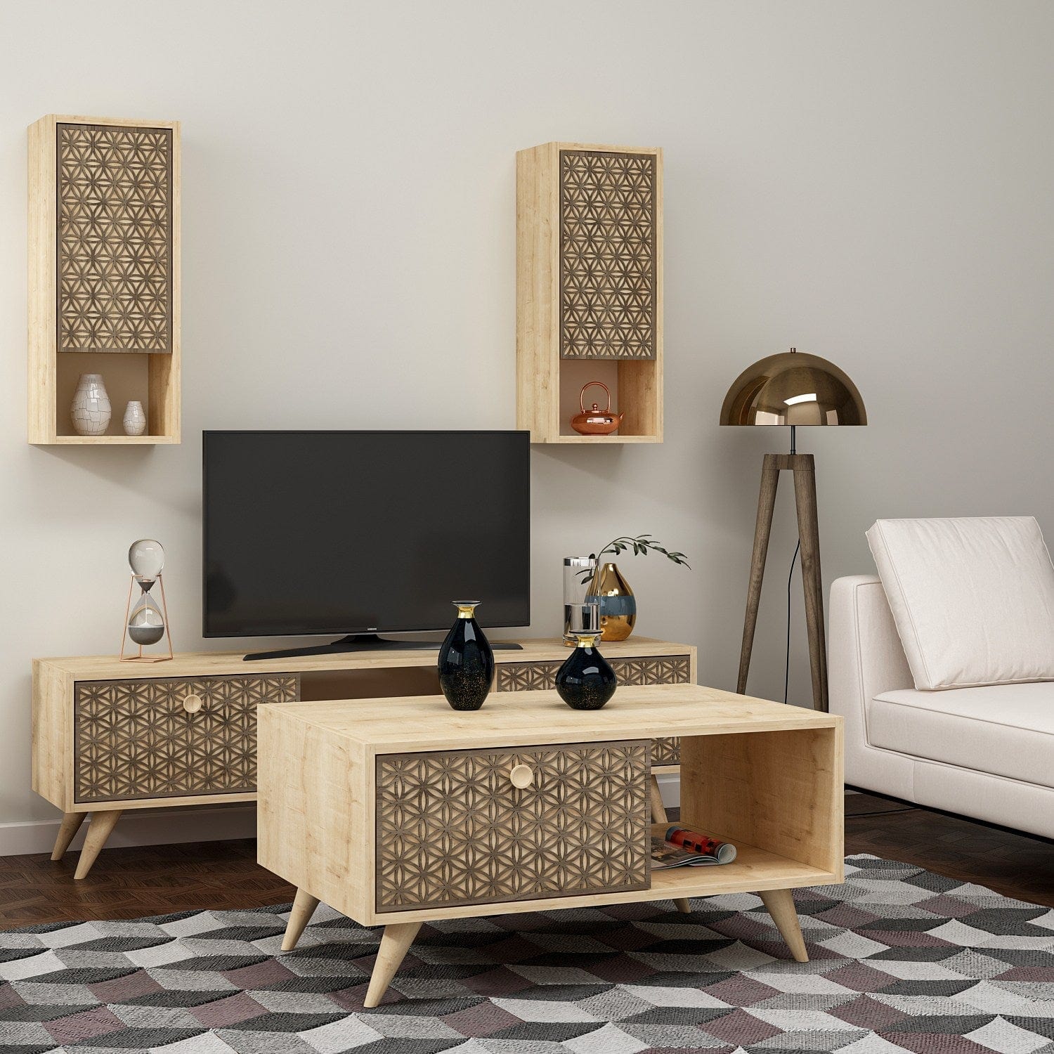 Asir Masa de cafea din lemn, Newyork V2 Stejar Sapphire, L90xl60xH45 cm