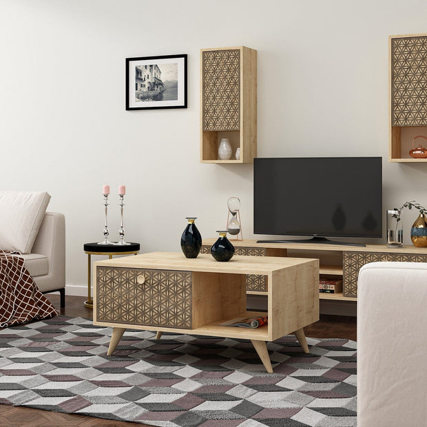 Asir Masa de cafea din lemn, Newyork V2 Stejar Sapphire, L90xl60xH45 cm