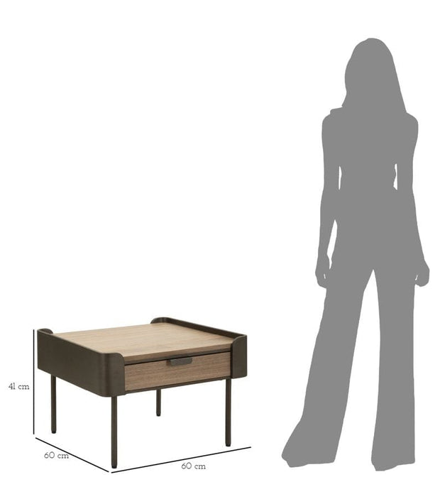 Mauro Ferretti Masa de cafea din lemn si metal, cu 1 sertar, Toronto Gri / Maro, L60xl60xH41 cm