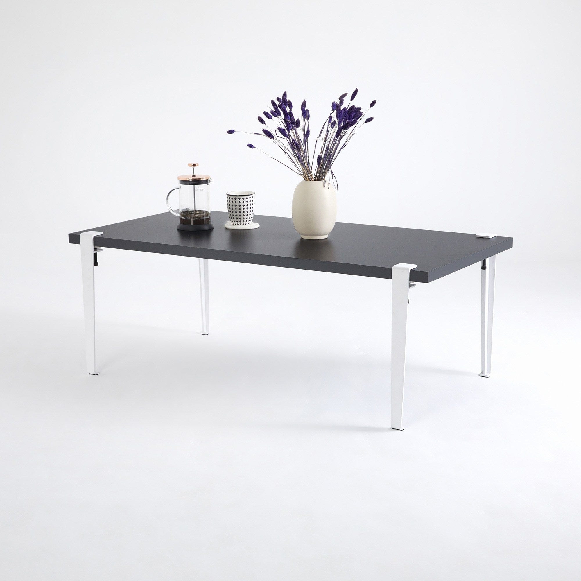 Asir Masa de cafea din lemn si metal, Fonissa Antracit / Alb, L120xl60xH45 cm