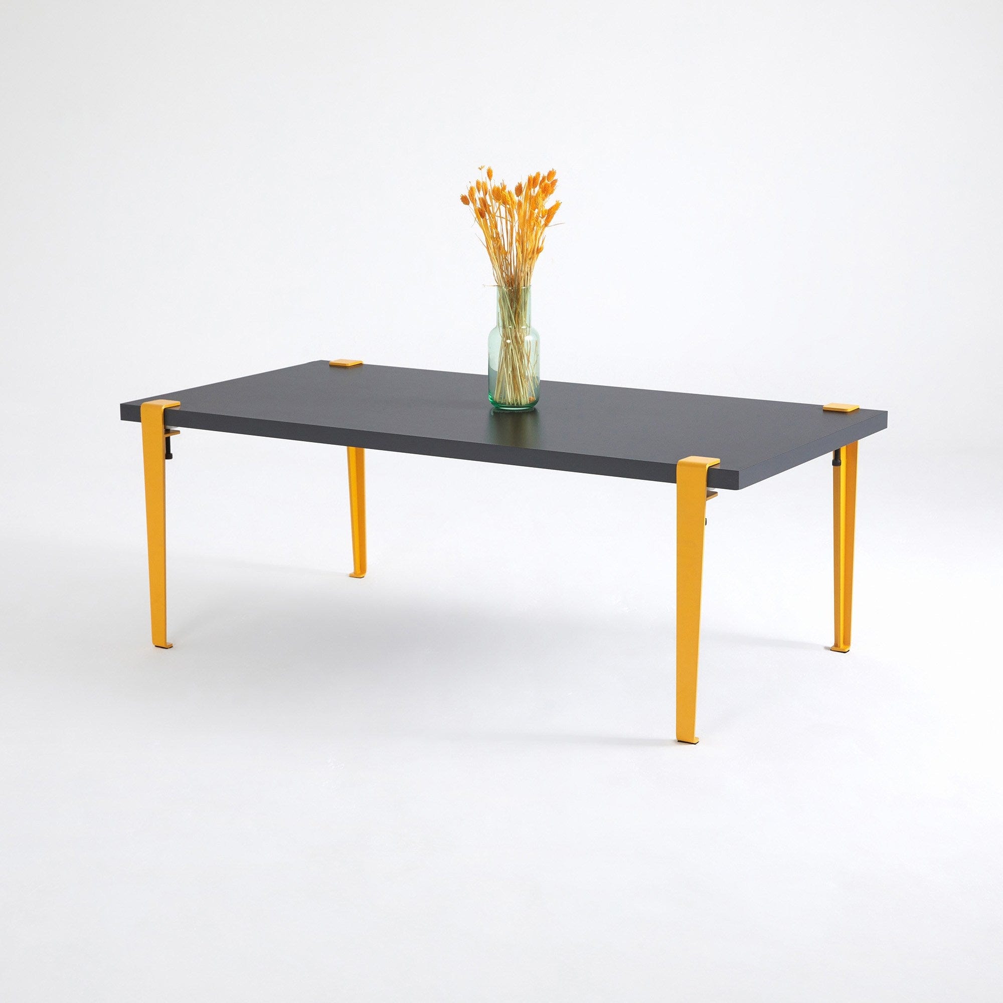 Asir Masa de cafea din lemn si metal, Fonissa Antracit / Galben, L120xl60xH45 cm