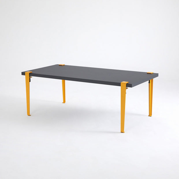 Masa de cafea din lemn si metal, Fonissa Antracit / Galben, L120xl60xH45 cm (2)