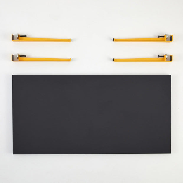 Asir Masa de cafea din lemn si metal, Fonissa Antracit / Galben, L120xl60xH45 cm