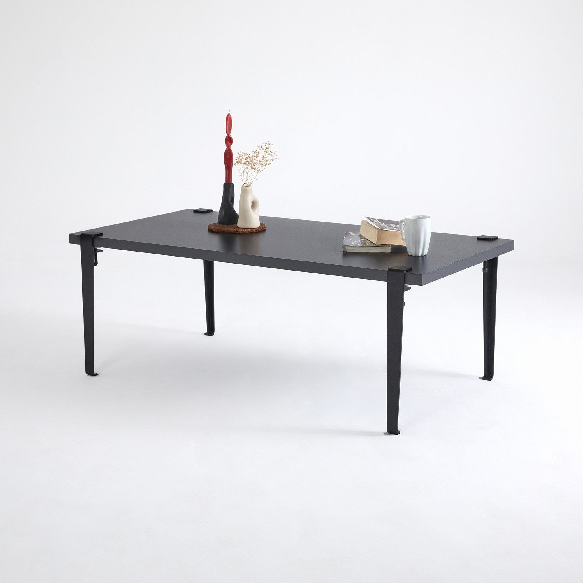 Asir Masa de cafea din lemn si metal, Fonissa Antracit / Negru, L120xl60xH45 cm