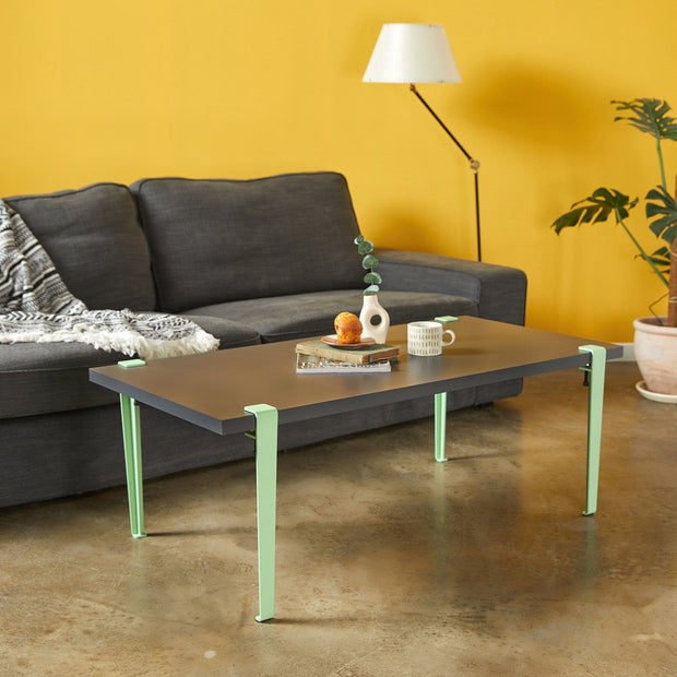 Masa de cafea din lemn si metal, Fonissa Antracit / Verde Mint, L120xl60xH45 cm