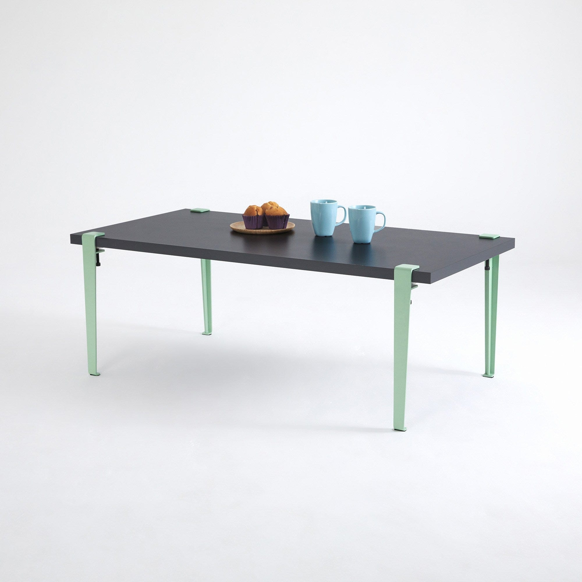 Masa de cafea din lemn si metal, Fonissa Antracit / Verde Mint, L120xl60xH45 cm (1)