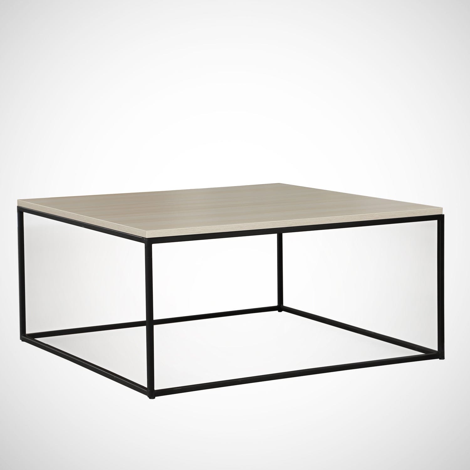 Masa de cafea din lemn si metal, Poly Stejar / Negru, L75xl75xH43 cm (2)