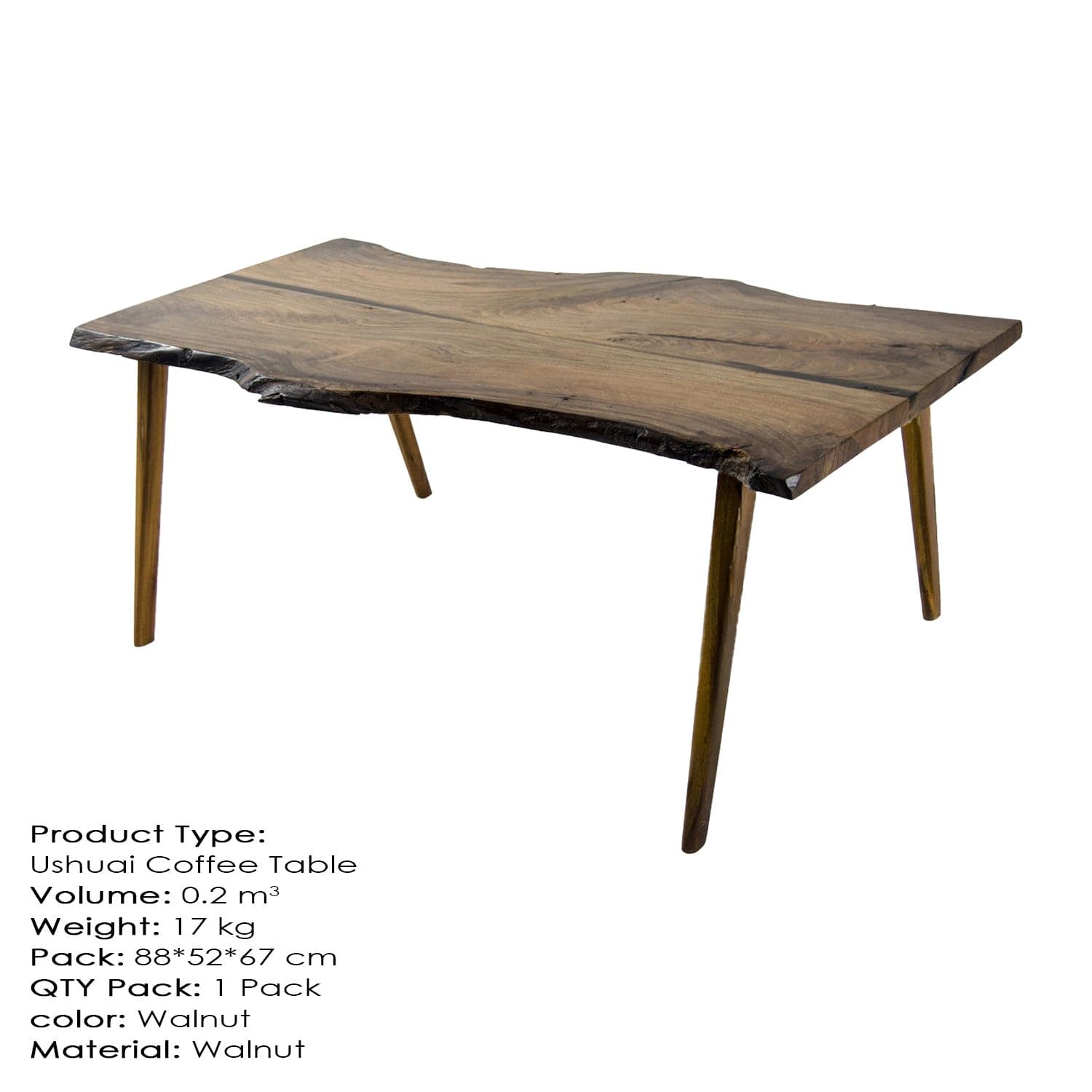 Asir Masa de cafea din lemn, Ushuai Nuc, L86xl65xH50 cm