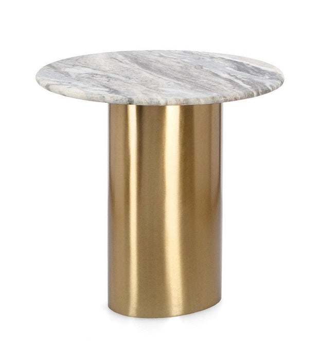 Masa de cafea din marmura si metal, Cadmus Auriu, Ø45xH44 cm