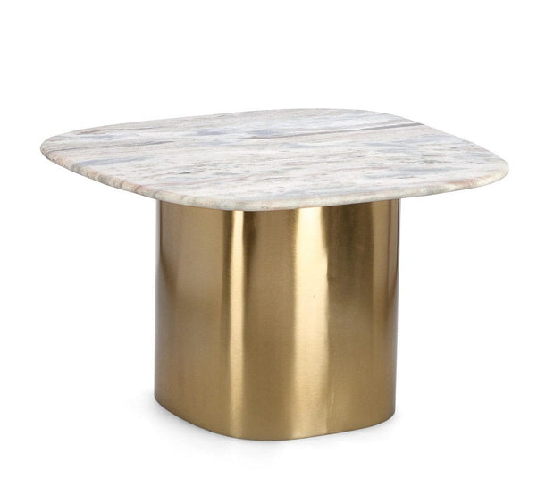 Masa de cafea din marmura si metal, Cadmus Natural, L60xl56xH38 cm