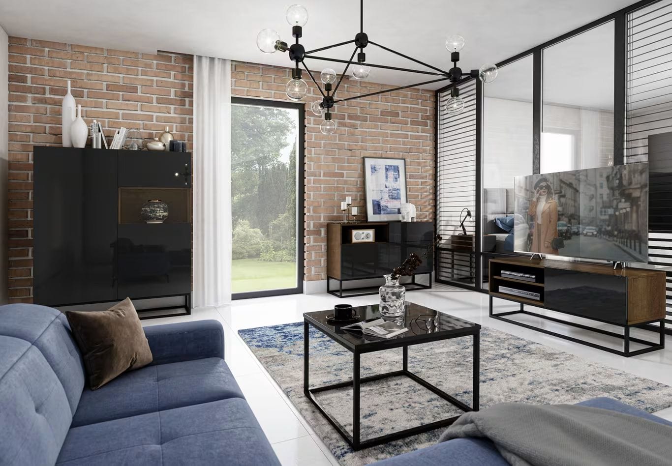 Eltap Masa de cafea din MDF si metal, Avorio Negru, L60xl60xH40 cm