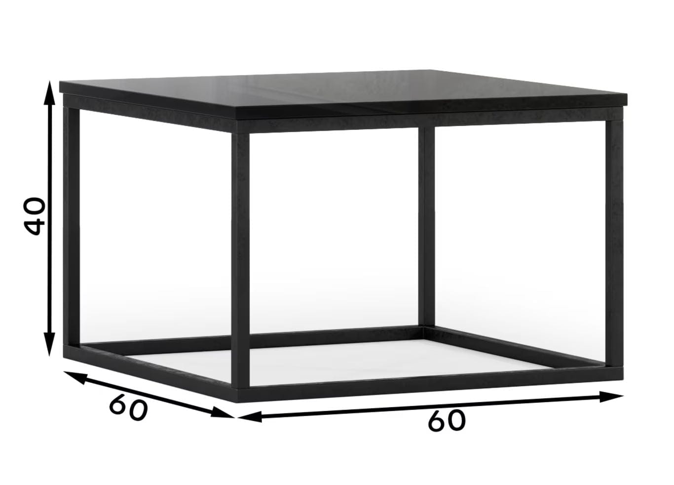 Eltap Masa de cafea din MDF si metal, Avorio Negru, L60xl60xH40 cm