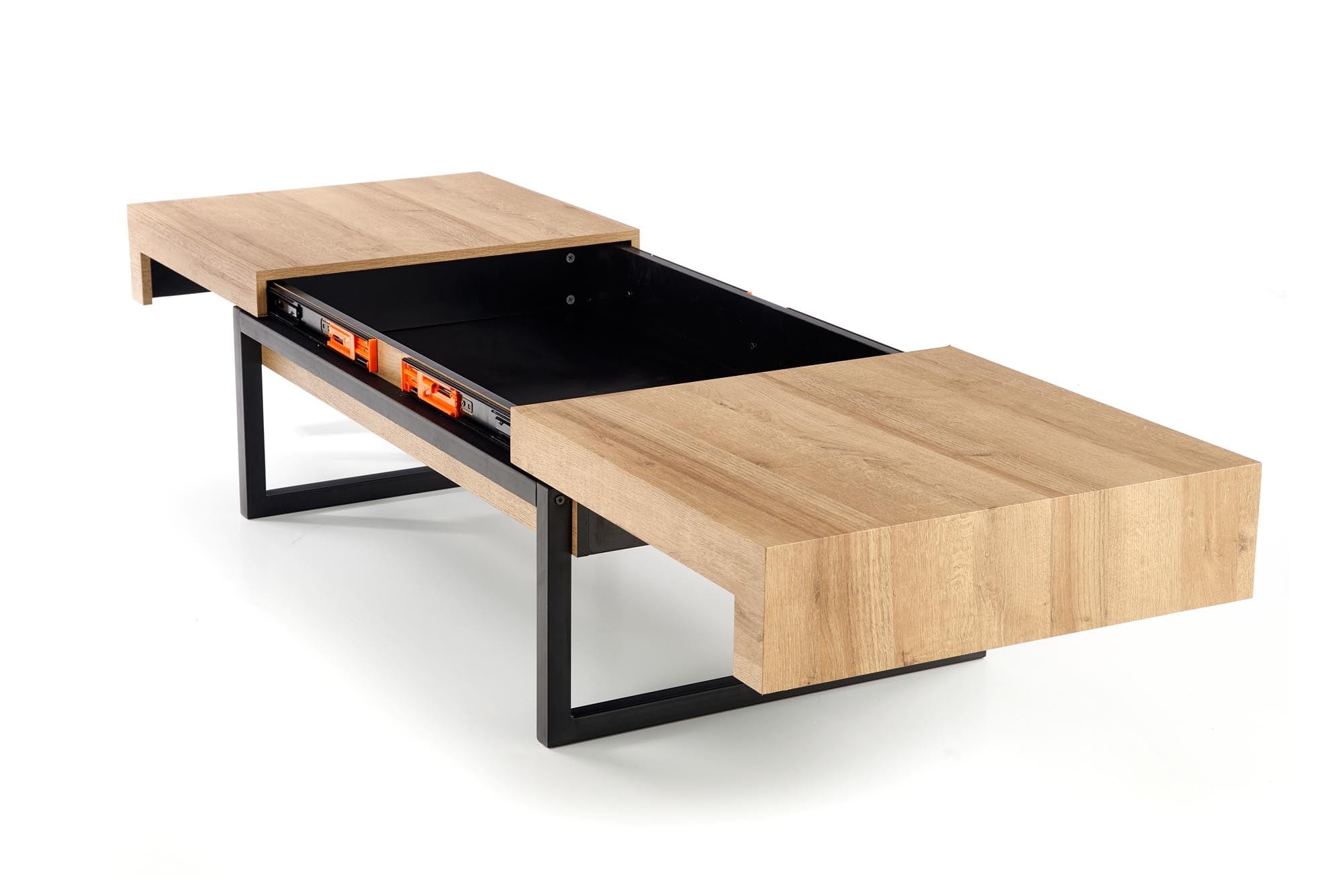 Masa de cafea din MDF si metal, Clara Stejar / Negru, L110xl60xH38 cm (1)