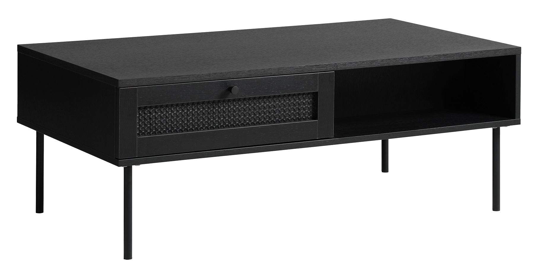 Unique Furniture A/S Masa de cafea din MDF si metal, cu 1 sertar, Pensacola Negru, L110xl60xH42 cm