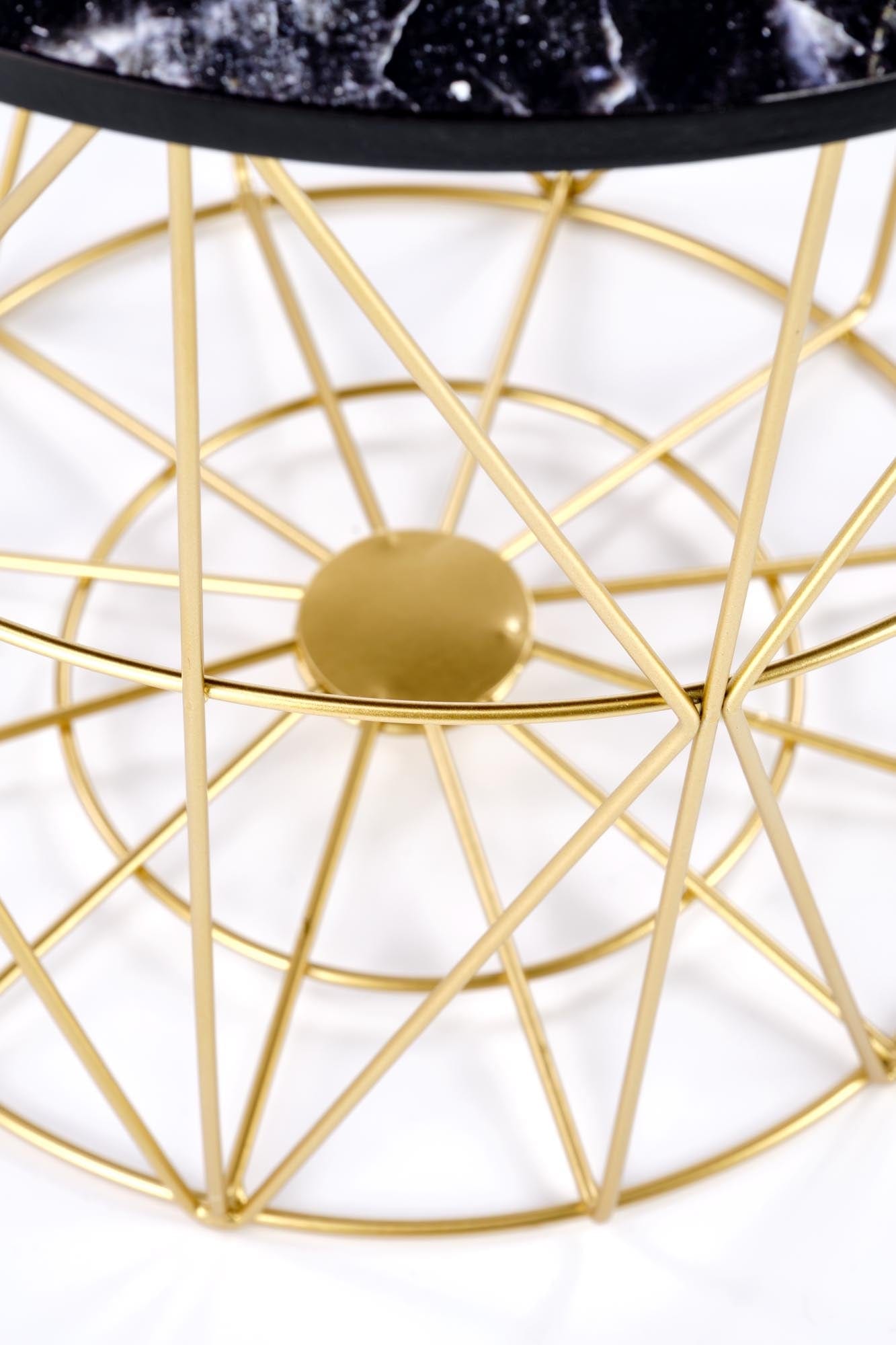 Masa de cafea din MDF si metal, Harissa G Negru / Auriu, Ø42xH41 cm (6)