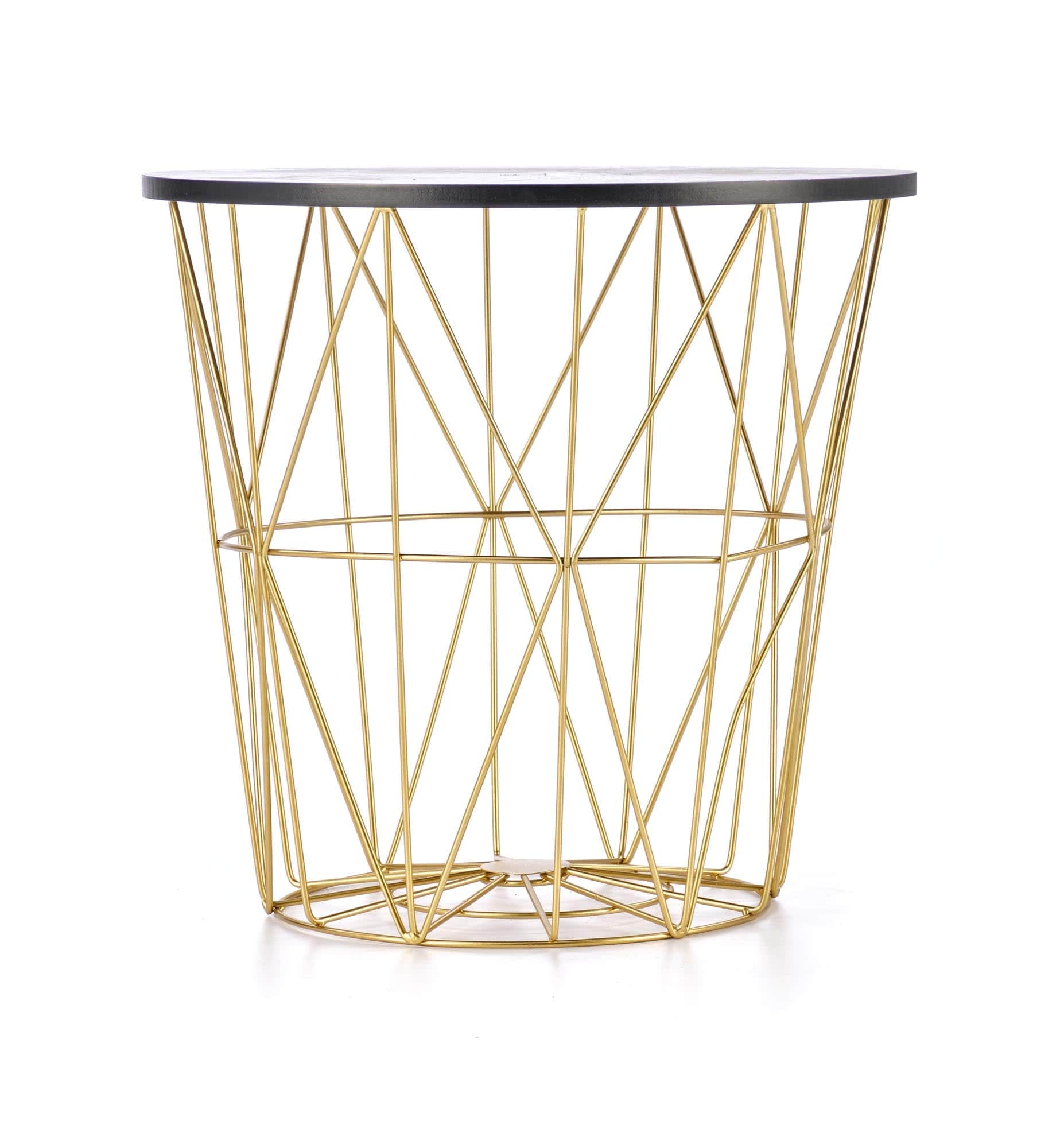 Masa de cafea din MDF si metal, Harissa G Negru / Auriu, Ø42xH41 cm (7)