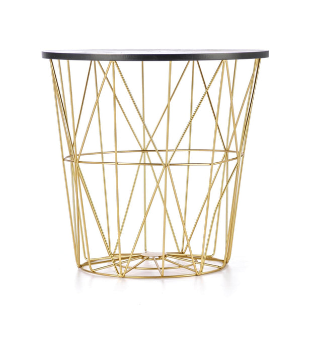 Masa de cafea din MDF si metal, Harissa G Negru / Auriu, Ø42xH41 cm (7)