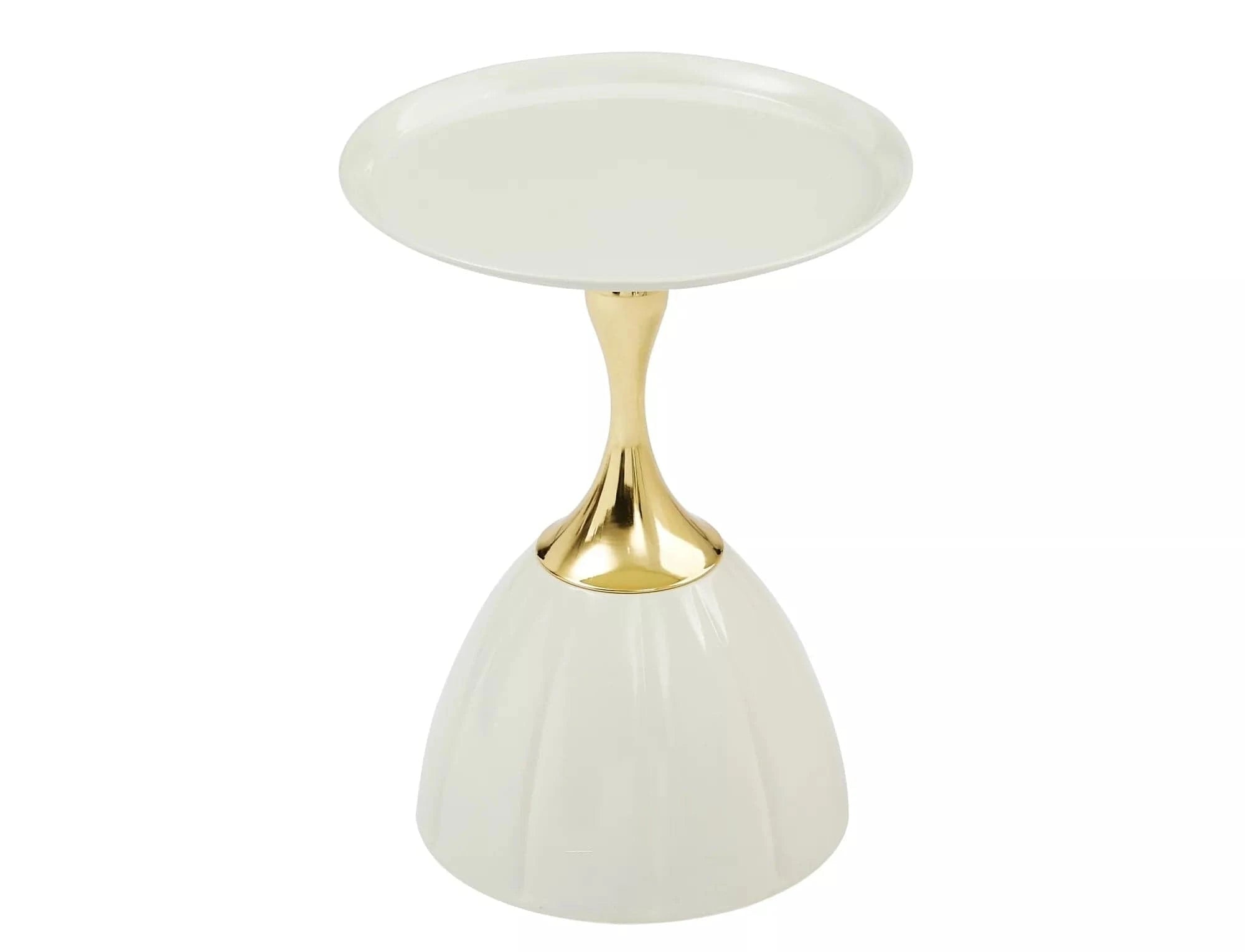 Signal Masa de cafea, din metal Pianus Alb / Auriu, Ø38xH50 cm