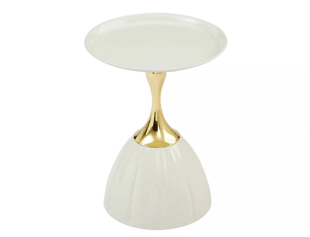 Signal Masa de cafea, din metal Pianus Alb / Auriu, Ø38xH50 cm