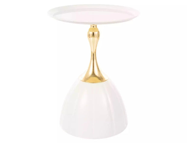 Signal Masa de cafea, din metal Pianus Alb / Auriu, Ø38xH50 cm