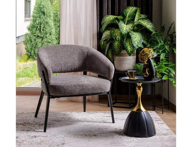 Signal Masa de cafea, din metal Pianus Negru / Auriu, Ø38xH50 cm