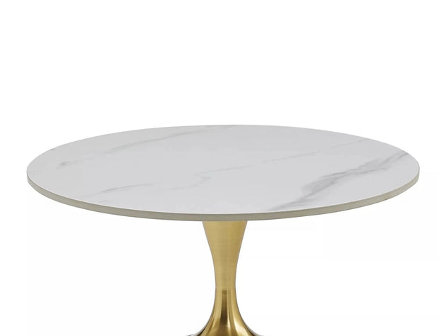 Signal Masa de cafea, din metal si ceramica Famis B Alb / Auriu, Ø50xH59 cm