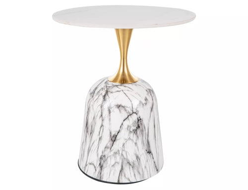 Signal Masa de cafea, din metal si ceramica Famis B Alb / Auriu, Ø50xH59 cm