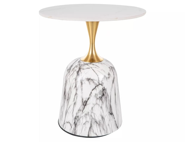 Signal Masa de cafea, din metal si ceramica Famis B Alb / Auriu, Ø50xH59 cm