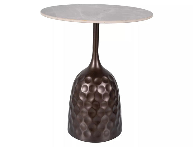 Signal Masa de cafea, din metal si ceramica Mutis Gri / Maro, Ø50xH60 cm