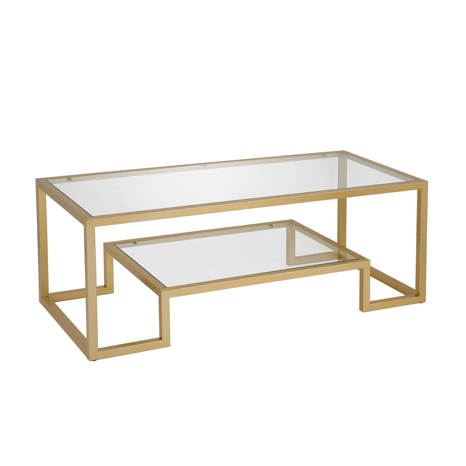 Asir Masa de cafea din metal si sticla, Atlantic Auriu / Transparent, L100xl50xH50 cm