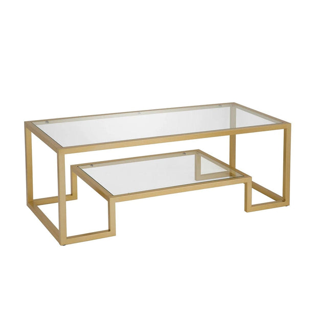 Asir Masa de cafea din metal si sticla, Atlantic Auriu / Transparent, L100xl50xH50 cm