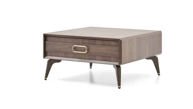 Masa de cafea din pal, cu 2 sertare, Venera Nuc Inchis, L92,7xl92xH43,3 cm (1)