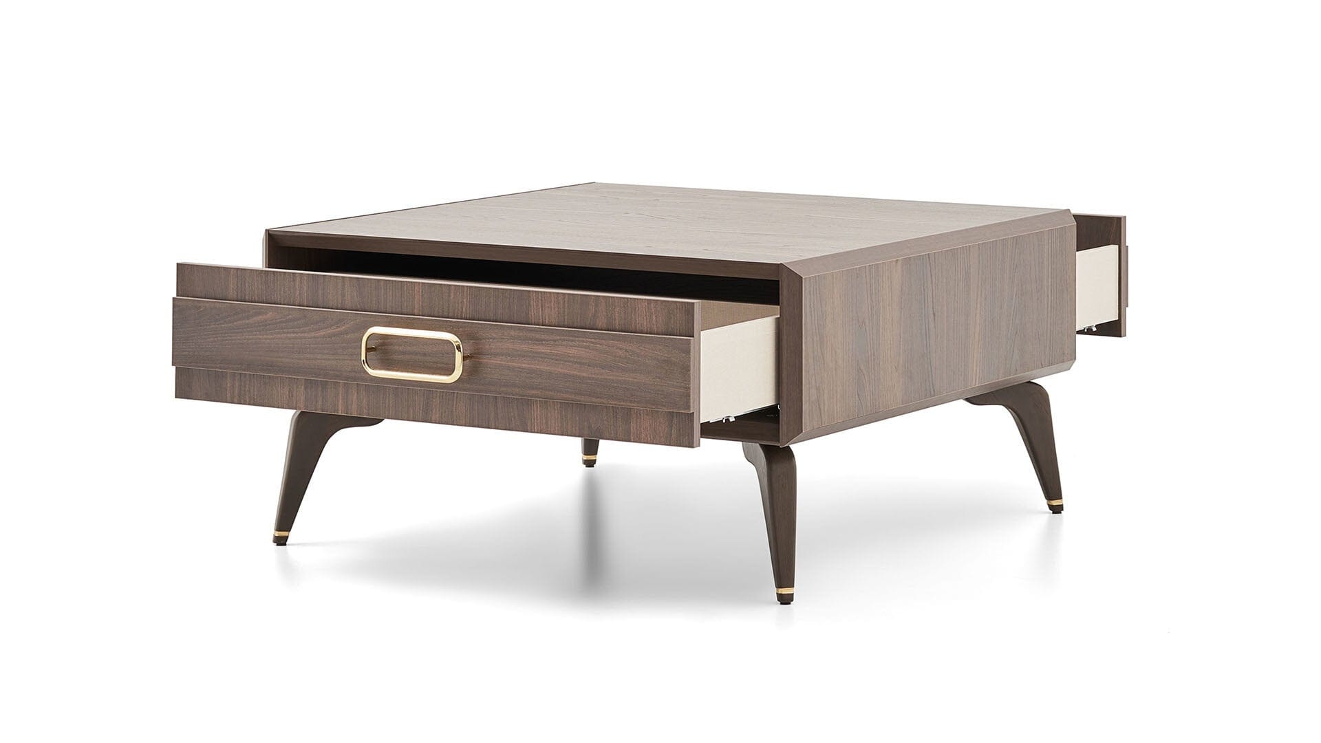 Masa de cafea din pal, cu 2 sertare, Venera Nuc Inchis, L92,7xl92xH43,3 cm (4)